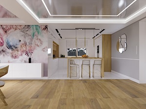 Projekt salonu z fototapetą - zdjęcie od Projektowanie Wnetrz Online