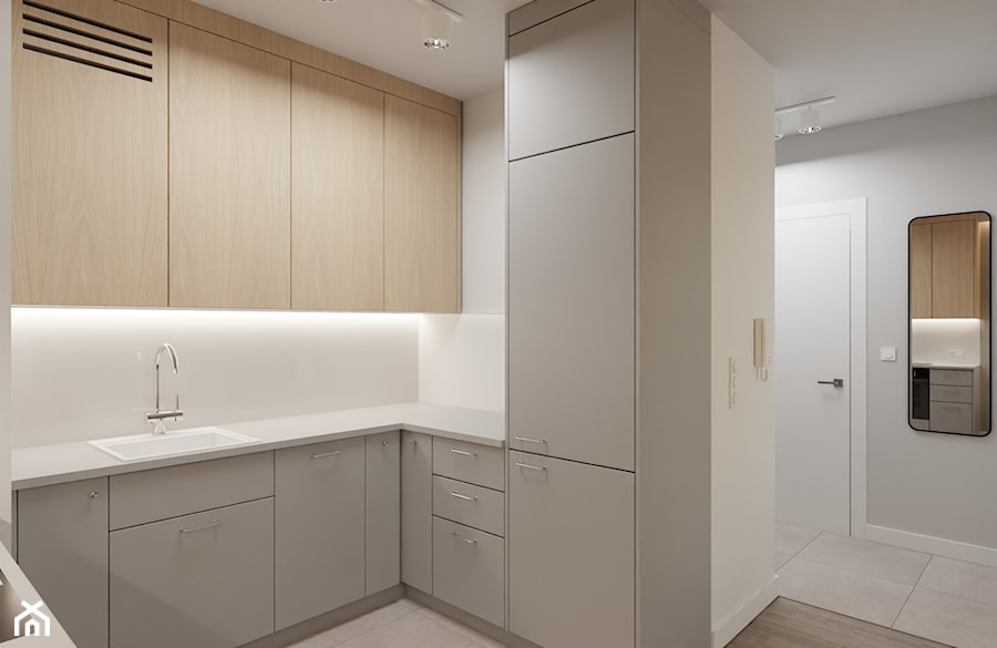 Mieszkanie w stylu minimalistycznym w jasnej kolorystyce - Kuchnia, styl minimalistyczny - zdjęcie od Projektowanie Wnetrz Online