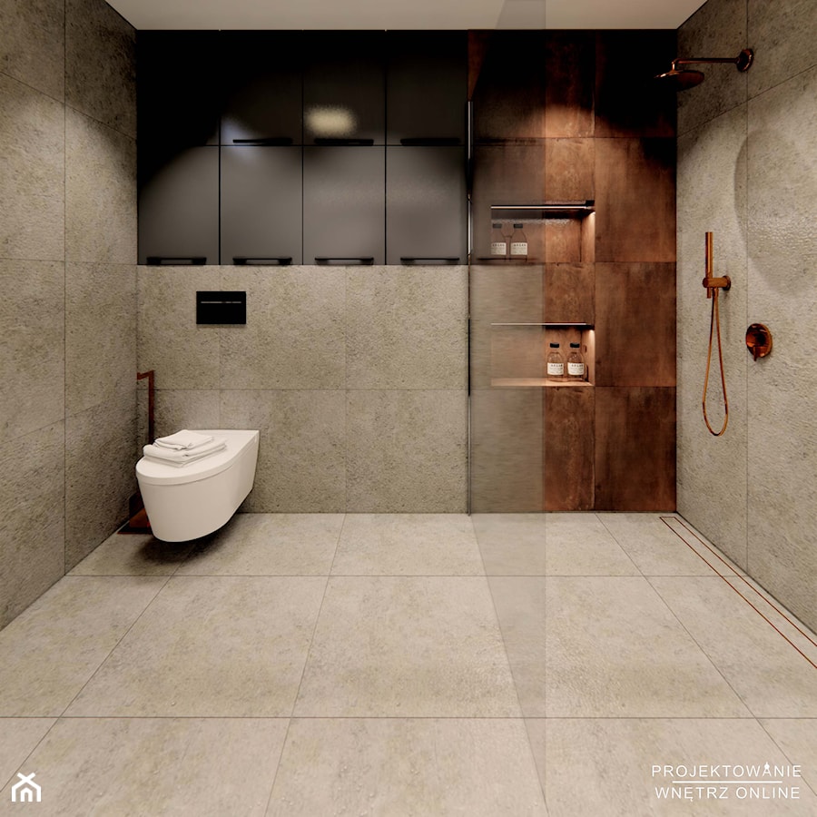 Projekt industrialnej łazienki - zdjęcie od Projektowanie Wnetrz Online