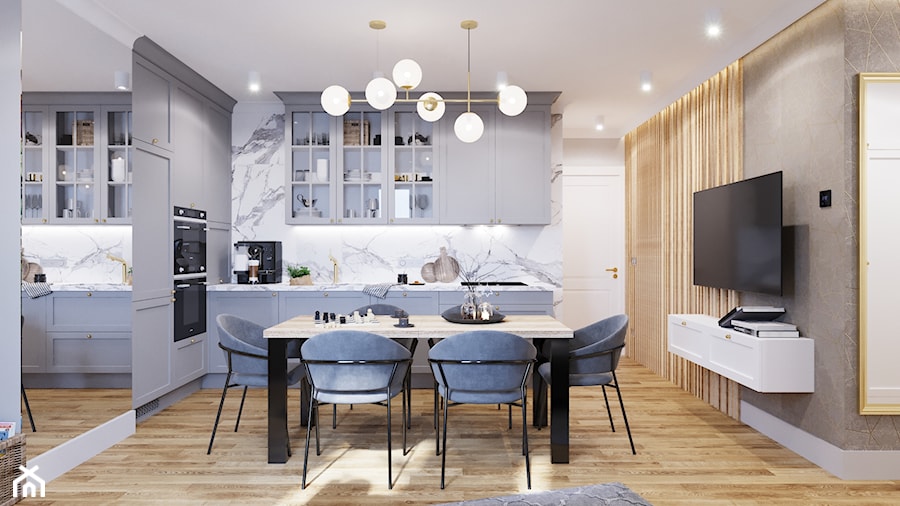 Projekt mieszkania z dodatkiem sztukaterii - Kuchnia, styl nowoczesny - zdjęcie od Projektowanie Wnetrz Online