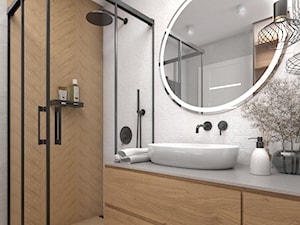 Łazienka z płytkami w jodełkę - Łazienka, styl nowoczesny - zdjęcie od Projektowanie Wnetrz Online