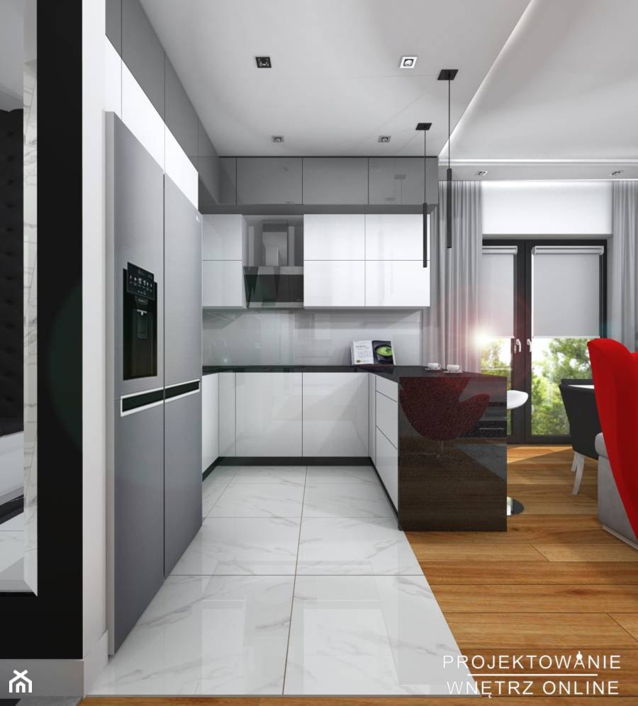 Kuchnia z salonem w stylu minimalistycznym - zdjęcie od Projektowanie Wnetrz Online - Homebook
