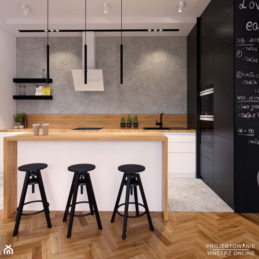 Salon z aneksem kuchennym w stylu loft - zdjęcie od Projektowanie Wnetrz Online