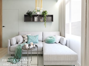 Aranżacja mieszkania z kolorem miętowym - Salon - zdjęcie od Projektowanie Wnetrz Online