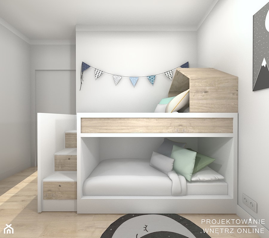 Pokój dziecięcy w szarości - Średni biały pokój dziecka dla dziecka dla rodzeństwa - zdjęcie od Projektowanie Wnetrz Online