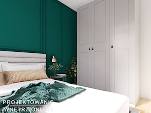 Projekt mieszkania w ciepłej kolorystyce - Średnia biała zielona sypialnia, styl tradycyjny - zdjęcie od Projektowanie Wnetrz Online
