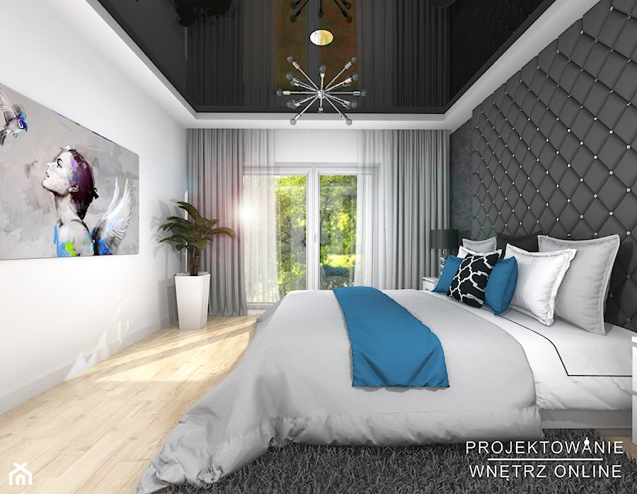 Sypialnia - Średnia szara sypialnia, styl glamour - zdjęcie od Projektowanie Wnetrz Online
