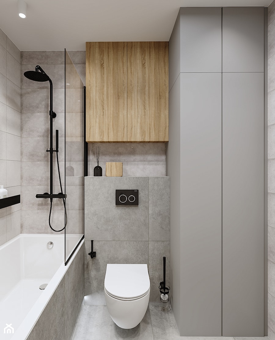Projekt mieszkania z motywem kwiatów - Średnia bez okna z punktowym oświetleniem łazienka, styl nowoczesny - zdjęcie od Projektowanie Wnetrz Online