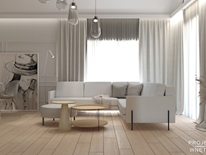 Elegancki salon z jadalnią - Salon, styl nowoczesny - zdjęcie od Projektowanie Wnetrz Online