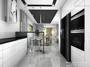 Salon z kuchnią i jadalnią - Kuchnia, styl nowoczesny - zdjęcie od Projektowanie Wnetrz Online