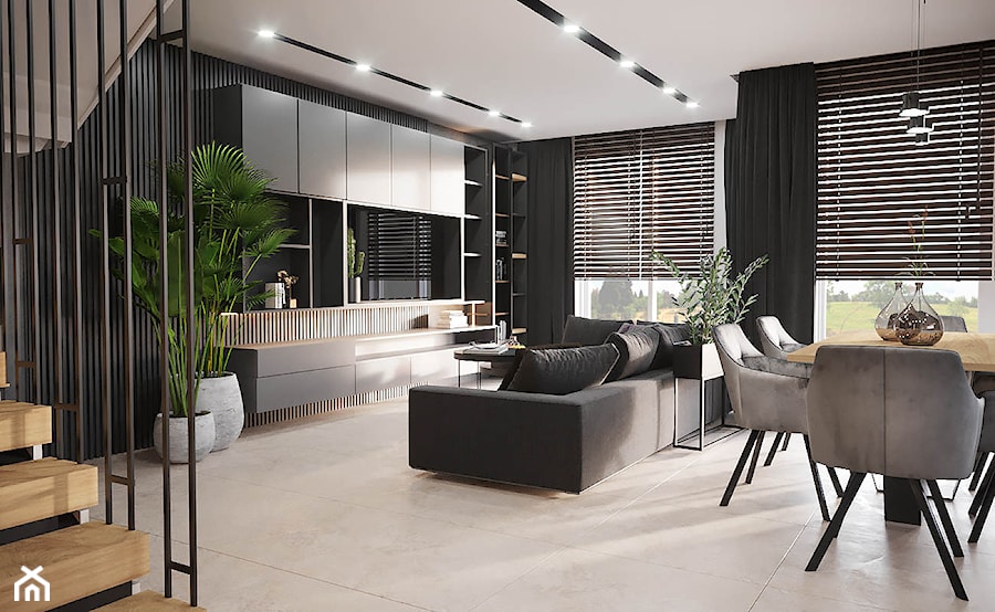 Projekt domu 115 m2 - Salon, styl nowoczesny - zdjęcie od Projektowanie Wnetrz Online
