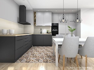 Projekt salonu z kuchnią w stylu nowoczesnym - zdjęcie od Projektowanie Wnetrz Online