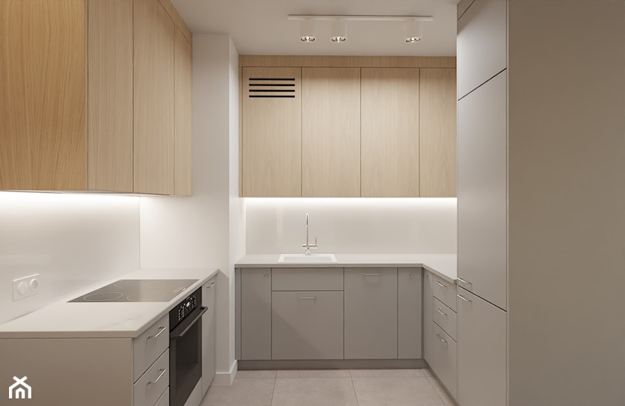 Mieszkanie w stylu minimalistycznym w jasnej kolorystyce - Kuchnia, styl minimalistyczny - zdjęcie od Projektowanie Wnetrz Online