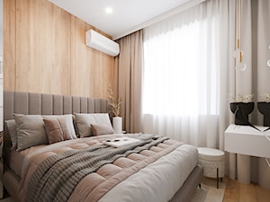 Nowoczesny dom w jasnym drewnie - Średnia beżowa sypialnia, styl nowoczesny - zdjęcie od Projektowanie Wnetrz Online