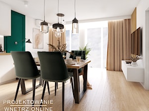 Projekt mieszkania w ciepłej kolorystyce - Jadalnia, styl nowoczesny - zdjęcie od Projektowanie Wnetrz Online
