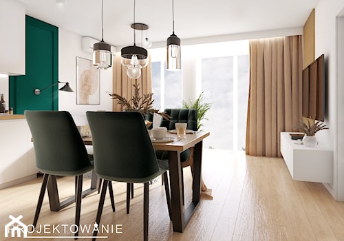 Projekt mieszkania w ciepłej kolorystyce - Jadalnia, styl nowoczesny - zdjęcie od Projektowanie Wnetrz Online