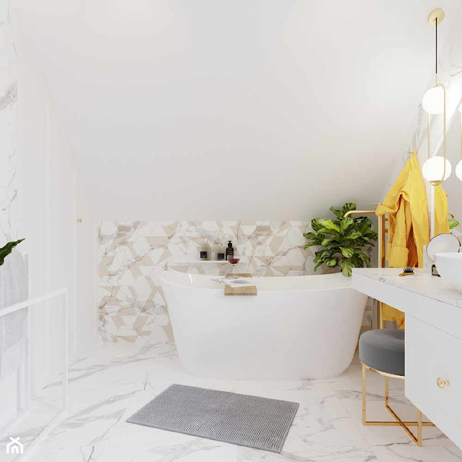 Jasna łazienka z elementami marmuru - Łazienka, styl nowoczesny - zdjęcie od Projektowanie Wnetrz Online