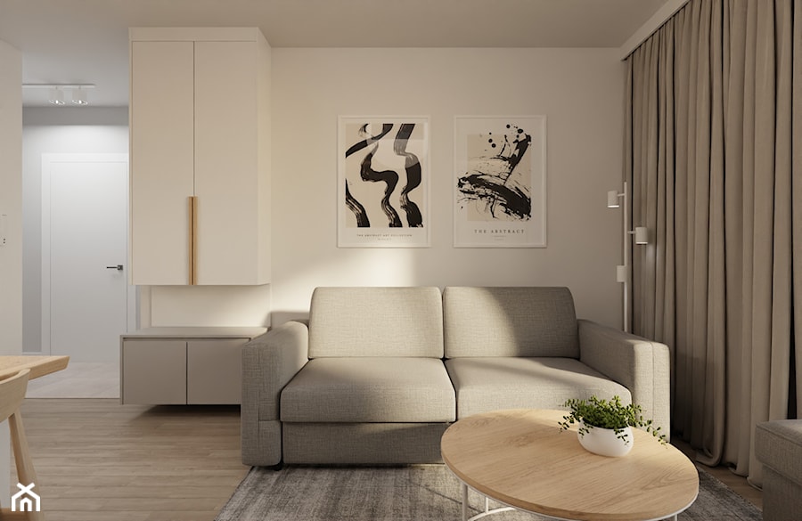Mieszkanie w stylu minimalistycznym w jasnej kolorystyce - Salon, styl minimalistyczny - zdjęcie od Projektowanie Wnetrz Online