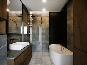 Nowoczesne mieszkanie ze sztukaterią - Średnia z punktowym oświetleniem łazienka, styl nowoczesny - zdjęcie od Projektowanie Wnetrz Online