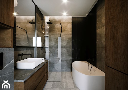 Nowoczesne mieszkanie ze sztukaterią - Średnia z punktowym oświetleniem łazienka, styl nowoczesny - zdjęcie od Projektowanie Wnetrz Online