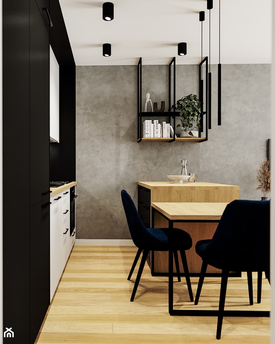 Mieszkanie w nowoczesnym wydaniu z czarnymi akcentami - Jadalnia, styl nowoczesny - zdjęcie od Projektowanie Wnetrz Online