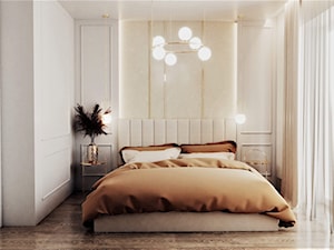 Projekt mieszkania z nutą elegancji - Duża beżowa sypialnia, styl glamour - zdjęcie od Projektowanie Wnetrz Online