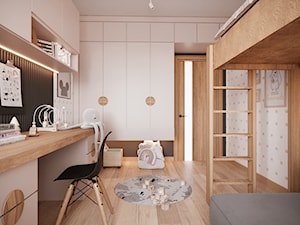 Nowoczesne mieszkanie ze sztukaterią - Duży biały z panelami tapicerowanymi pokój dziecka dla dziecka, styl nowoczesny - zdjęcie od Projektowanie Wnetrz Online