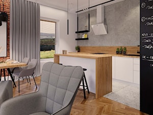 Salon z aneksem kuchennym w stylu loft - zdjęcie od Projektowanie Wnetrz Online