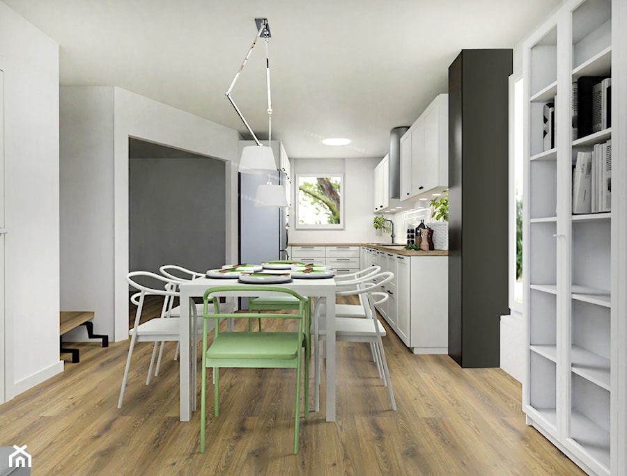 Salon z kuchnią - Jadalnia - zdjęcie od Projektowanie Wnetrz Online