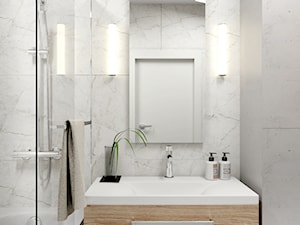 Łazienka w bieli - Mała bez okna z lustrem łazienka - zdjęcie od Projektowanie Wnetrz Online