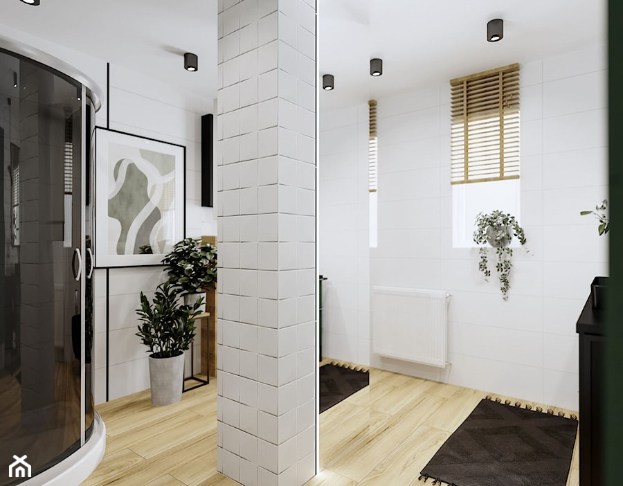 Aranżacja łazienki w mocnych kolorach czerni i zieleni - Łazienka, styl nowoczesny - zdjęcie od Projektowanie Wnetrz Online