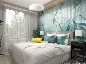 Sypialnia w kolorze turkusowym - Średnia biała zielona z biurkiem sypialnia - zdjęcie od Projektowanie Wnetrz Online