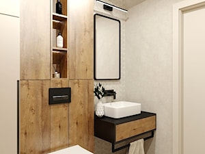 Eleganckie mieszkanie w beżach, czerni i przydymionym drewnie - Łazienka, styl nowoczesny - zdjęcie od Projektowanie Wnetrz Online