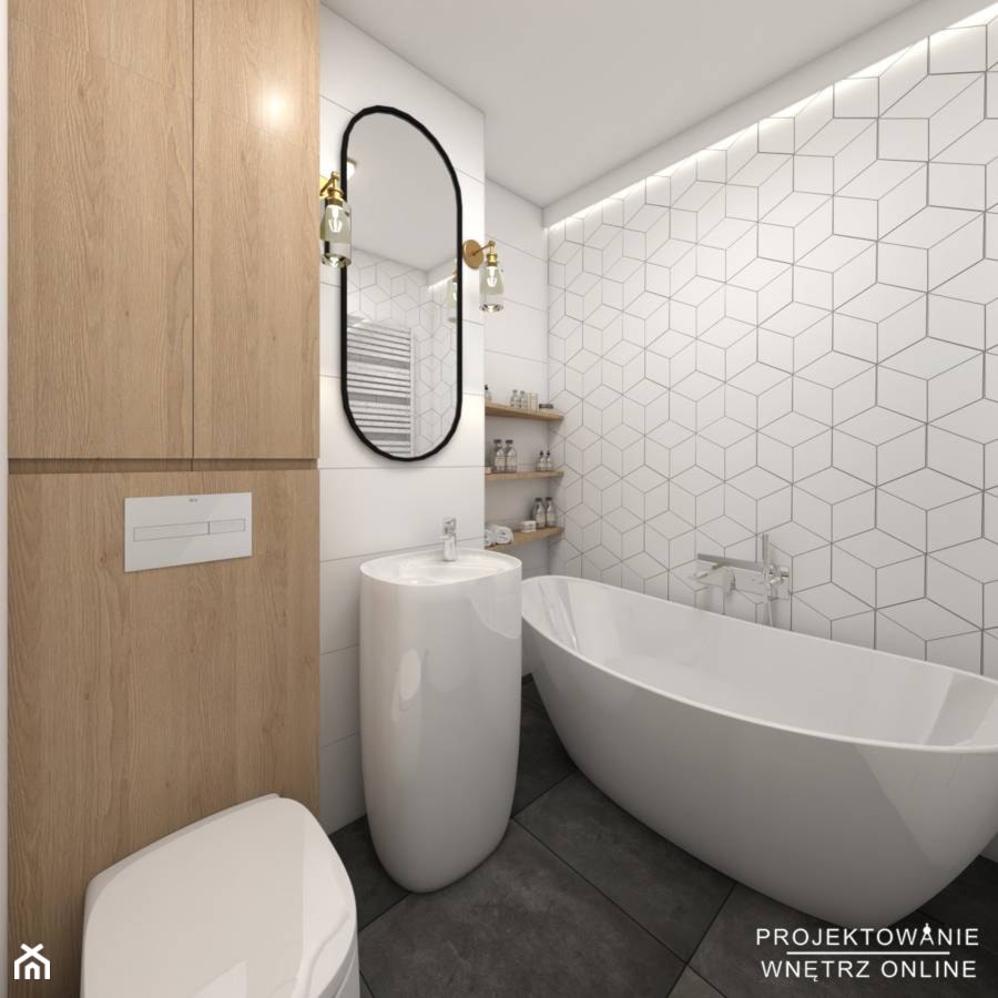 Projekt łazienki z wanną - zdjęcie od Projektowanie Wnetrz Online - Homebook