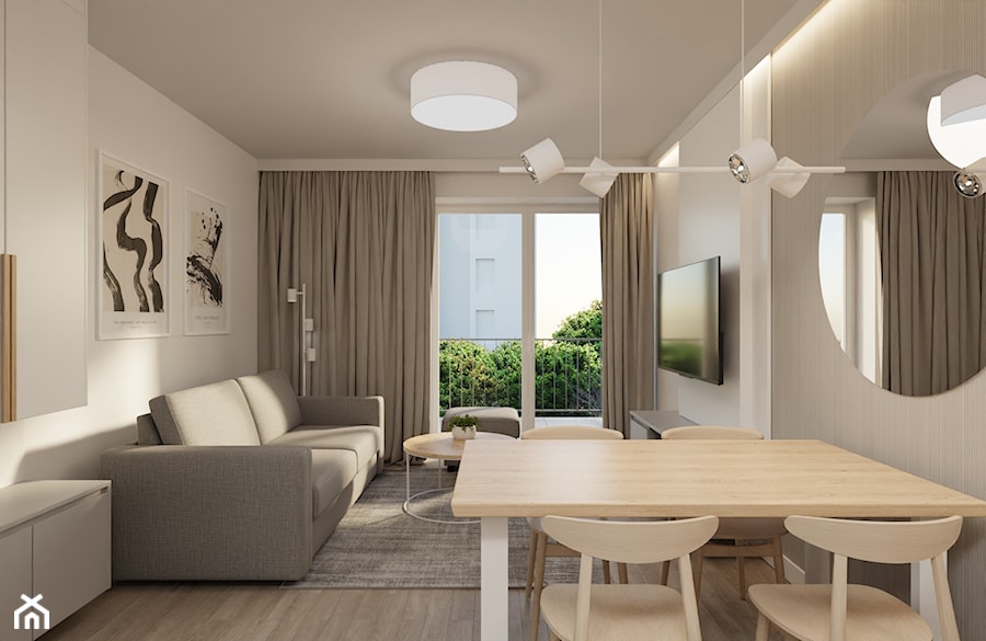 Mieszkanie w stylu minimalistycznym w jasnej kolorystyce - Salon, styl minimalistyczny - zdjęcie od Projektowanie Wnetrz Online