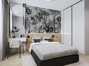 Projekt mieszkania z akcentem drewna - Sypialnia, styl nowoczesny - zdjęcie od Projektowanie Wnetrz Online