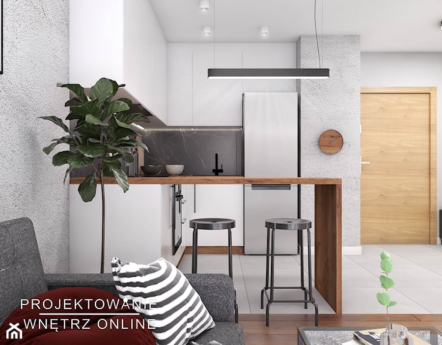 Aranżacja małego mieszkania - Kuchnia - zdjęcie od Projektowanie Wnetrz Online
