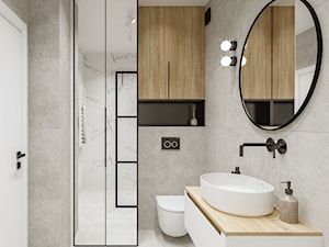 Projekt mieszkania z akcentem drewna - Łazienka, styl nowoczesny - zdjęcie od Projektowanie Wnetrz Online