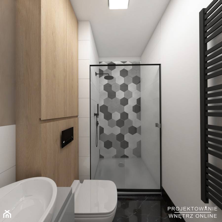 Projekt łazienki z prysznicem - zdjęcie od Projektowanie Wnetrz Online - Homebook