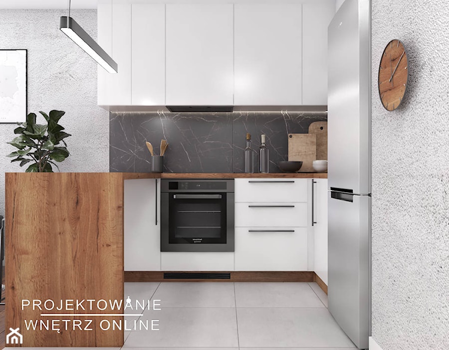 Aranżacja małego mieszkania - Kuchnia - zdjęcie od Projektowanie Wnetrz Online
