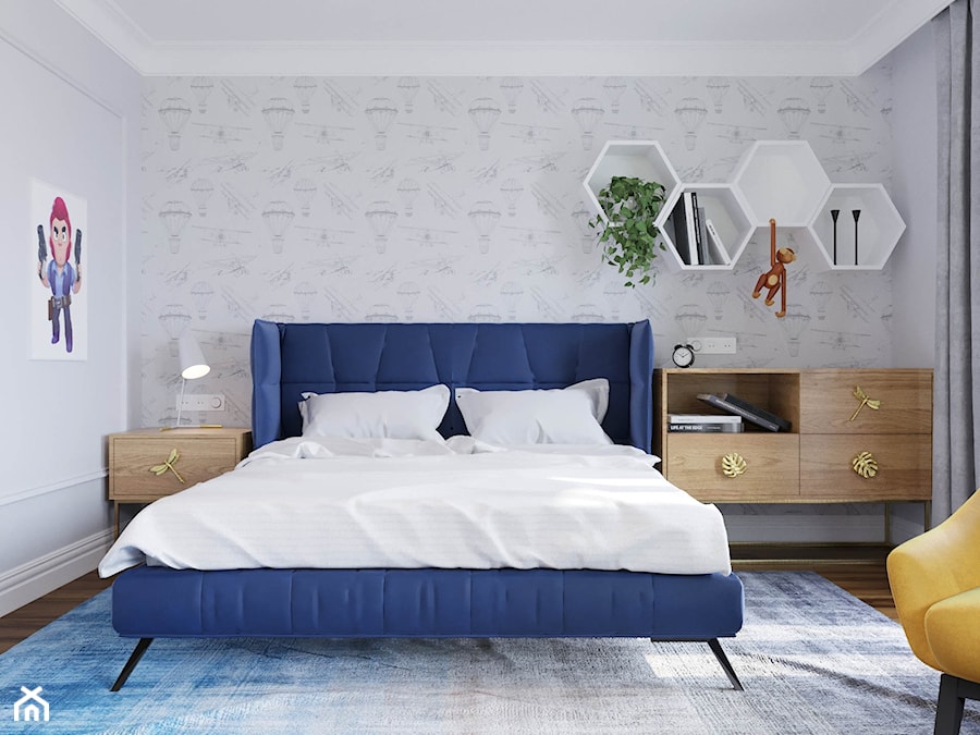Duży pokój z niebieską farbą - Pokój dziecka, styl nowoczesny - zdjęcie od Projektowanie Wnetrz Online