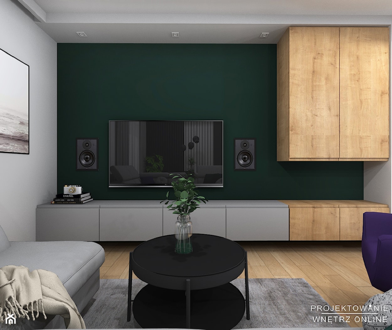 Piękny salon w nowoczesnym stylu - zdjęcie od Projektowanie Wnetrz Online - Homebook