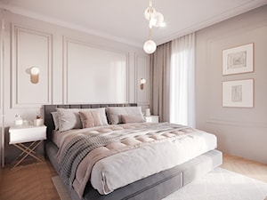 Jasne wnętrze ze sztukaterią - Średnia beżowa biała sypialnia, styl nowoczesny - zdjęcie od Projektowanie Wnetrz Online