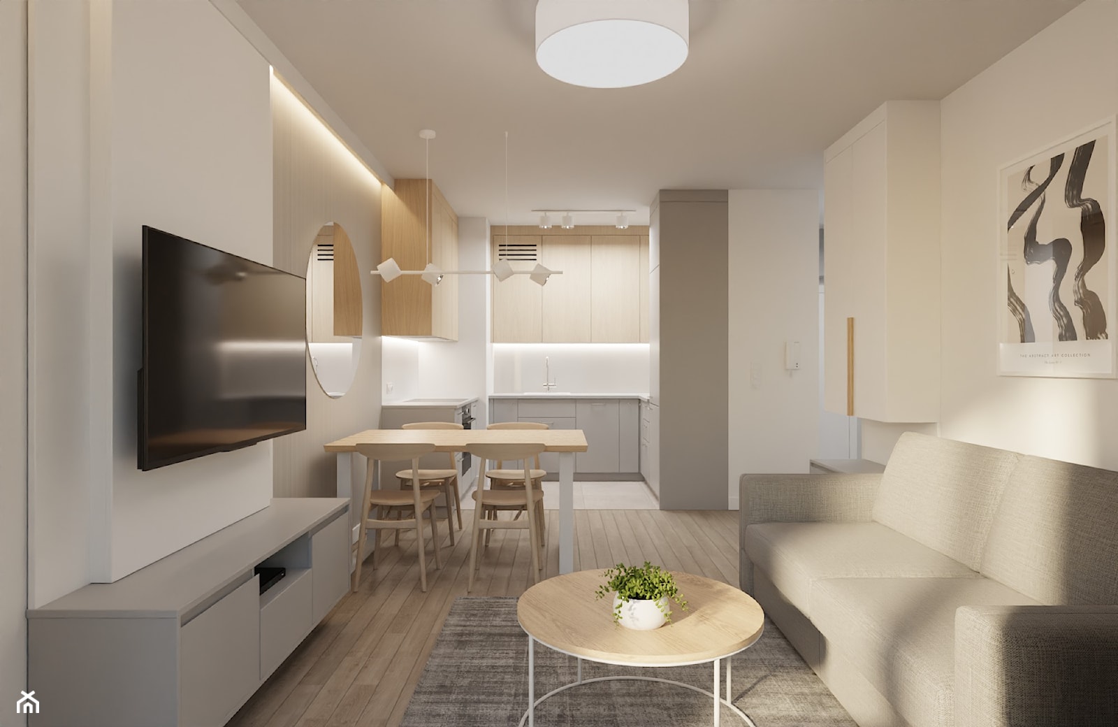 Mieszkanie w stylu minimalistycznym w jasnej kolorystyce - Salon, styl minimalistyczny - zdjęcie od Projektowanie Wnetrz Online - Homebook