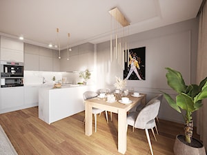 Aranżacja domu w beżach i szarości - Jadalnia, styl nowoczesny - zdjęcie od Projektowanie Wnetrz Online