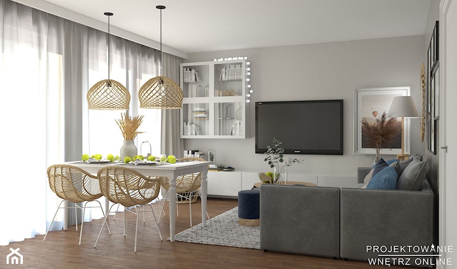 Aranżacja salonu z jadalnią IKEA - zdjęcie od Projektowanie Wnetrz Online