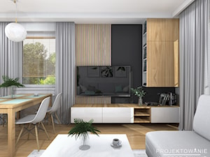 Salon z aneksem kuchennym w stylu skandynawskim - zdjęcie od Projektowanie Wnetrz Online