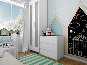 pokój dziecięcy - Mały szary pokój dziecka dla niemowlaka dla chłopca dla dziewczynki, styl skandynawski - zdjęcie od ma.demianiuk@gmail.com