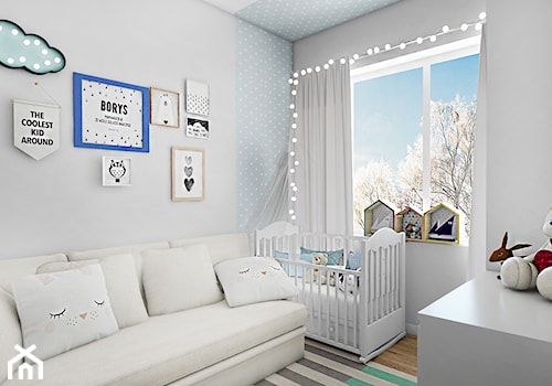 pokój dziecięcy - Mały szary pokój dziecka dla niemowlaka dla chłopca dla dziewczynki, styl skandynawski - zdjęcie od ma.demianiuk@gmail.com