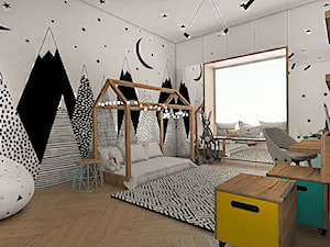 pokój dziecięcy - Duży biały czarny pokój dziecka dla dziecka dla nastolatka dla chłopca dla dziewczynki, styl skandynawski - zdjęcie od ma.demianiuk@gmail.com
